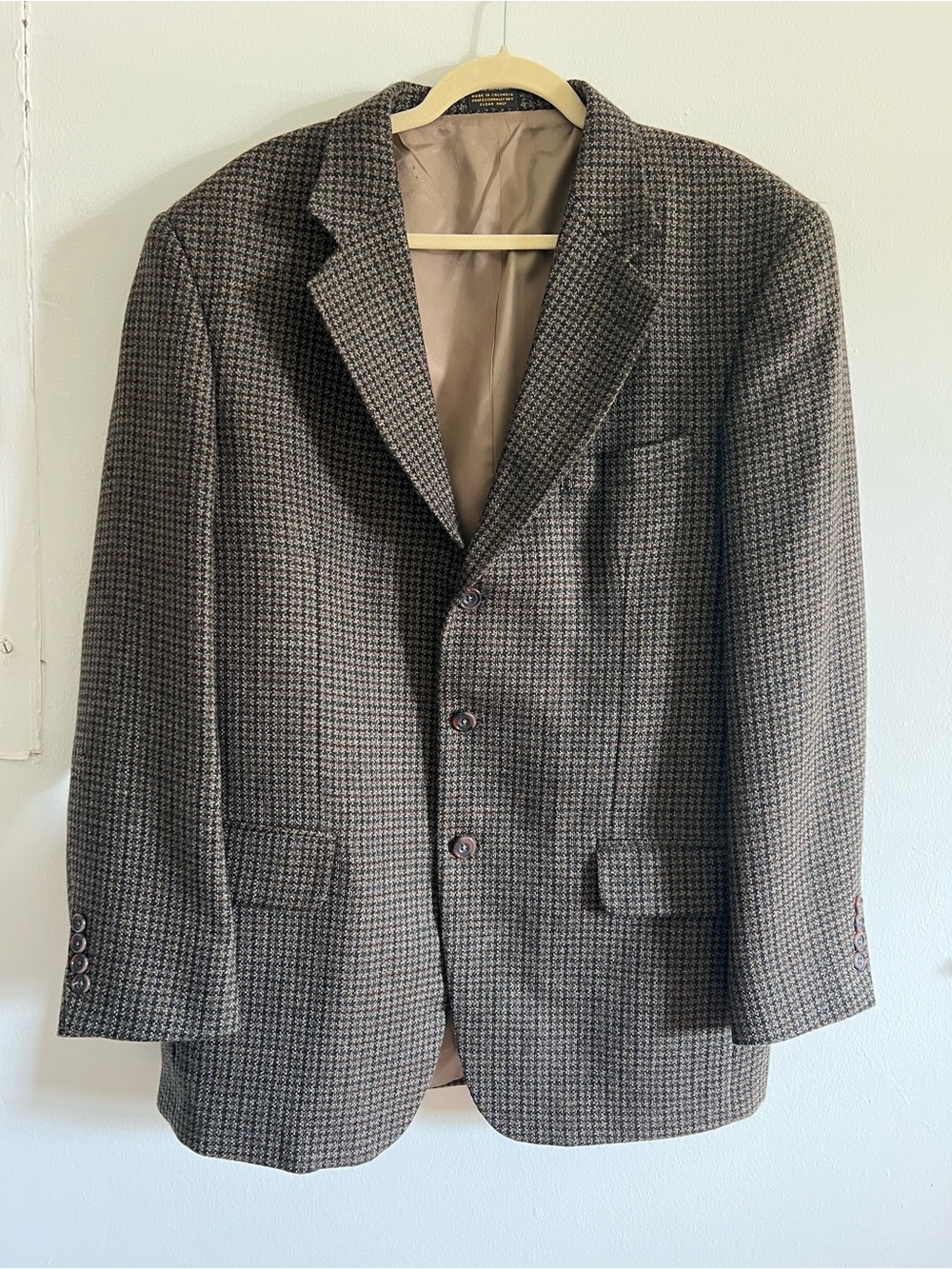 Oscar De La Renta Men's Brown Houndstooth Blazer - Classic Tailored Jacket